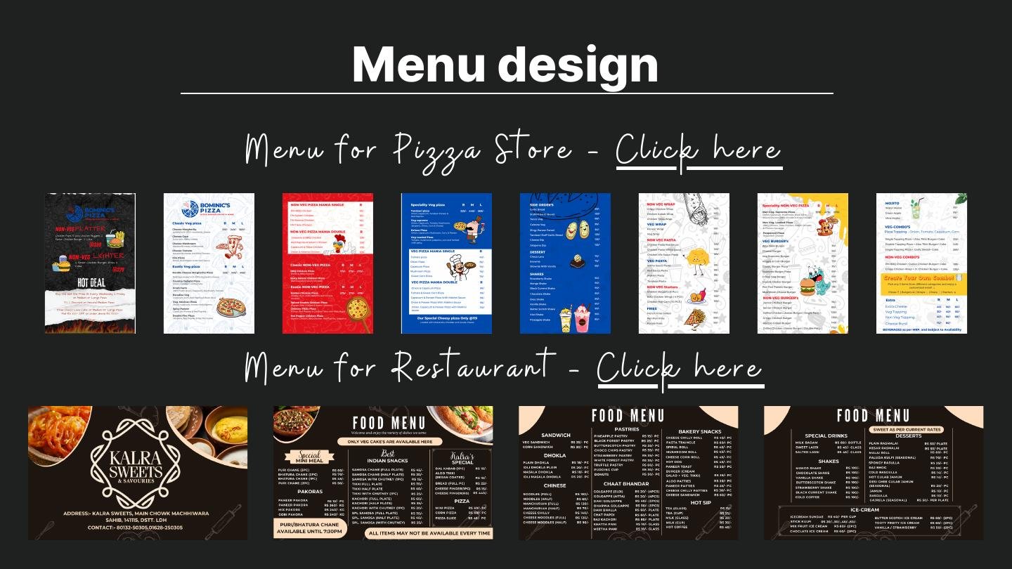 Menu designs